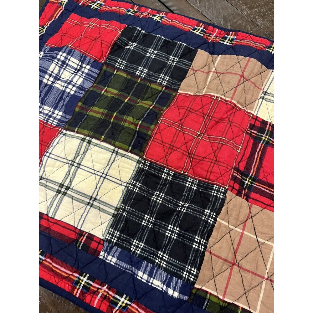 Martha Stewart Farmhouse Plaid Country Pillow King Sham Quiltied Patchwork Plaid - Picture 3 of 5